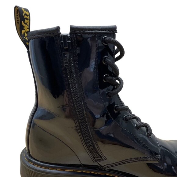 Dr. Martens Youth Black Patent Leather With Side Zipper Lace-Up Boots Size 5 US - Picture 10 of 14